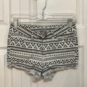 H&M Black and White Geometric Print Jean Shorts